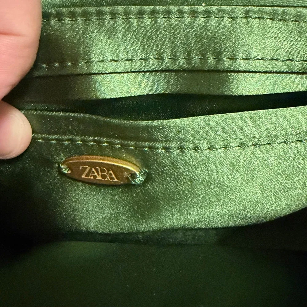 Zara Green Rhinestone Mini Crossbody Bag Emerald Crystal Buckle Evening Clutch